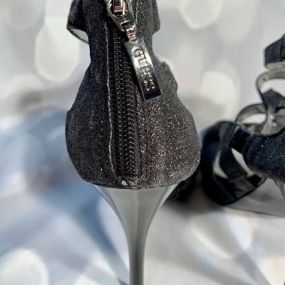 GUESS PEWTER METALLIC HIGH HEEL SANDALS SIZE 8M - Picture 6 of 7